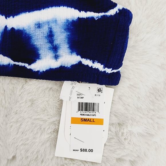 NEW Becca Asymmetric Blue Tie Dye One Shoulder Bikini Top Size Small - Picture 5 of 8